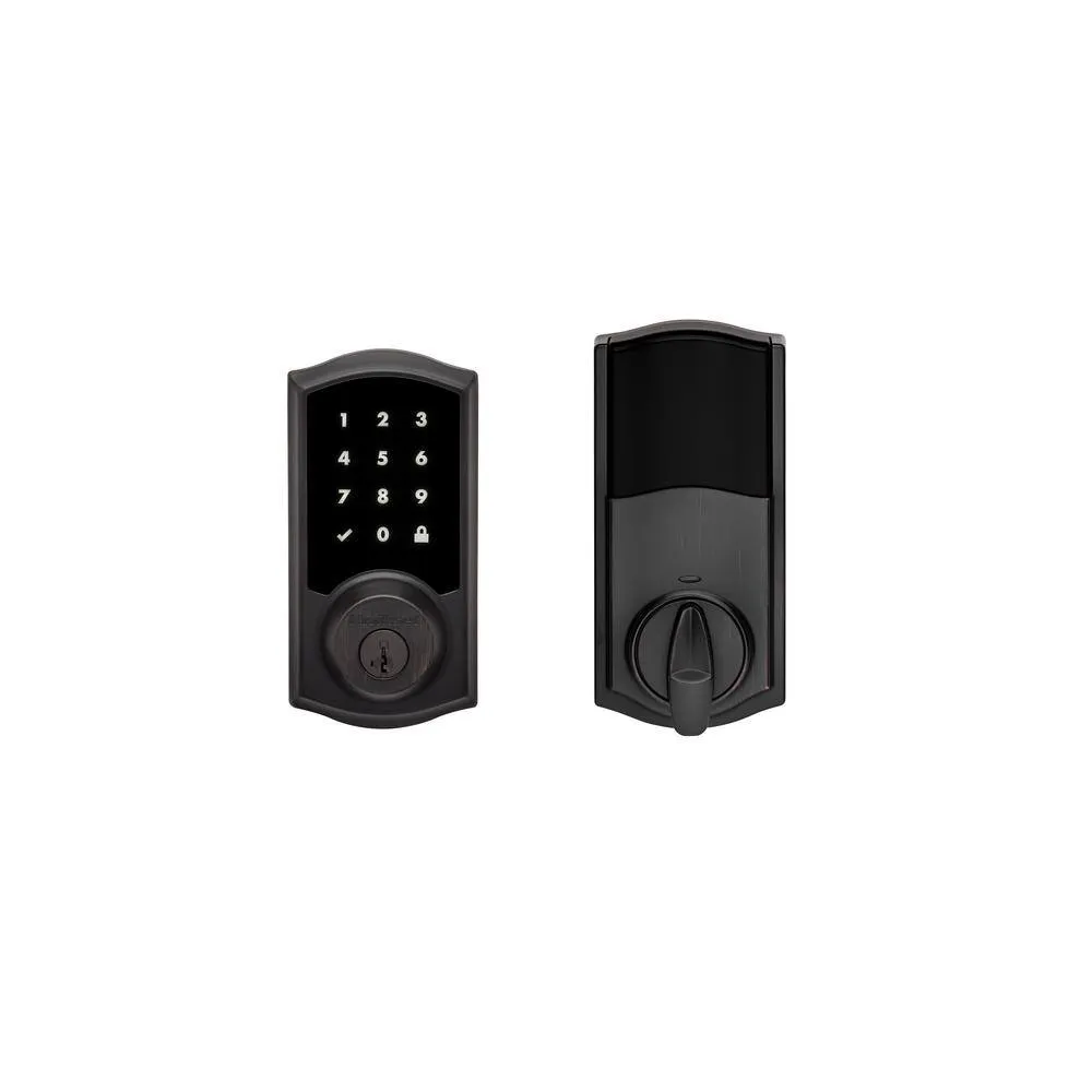 Kwikset Premis Touchscreen Smart Lock, Venetian Bronze Single Cylinder Electronic Deadbolt with Tustin Hall/Closet Lever, photo 2 of 3