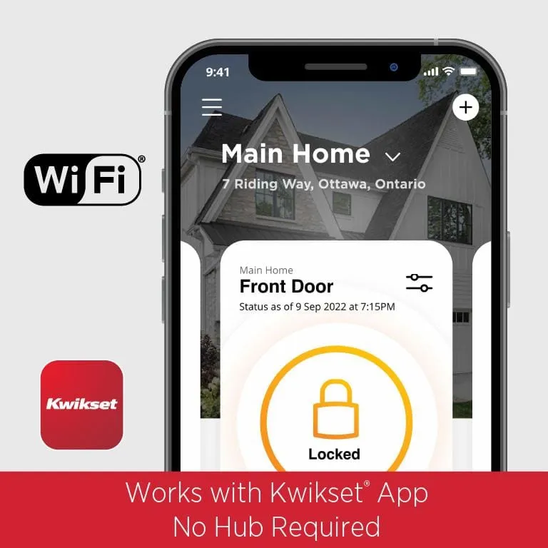 Kwikset Halo Satin Nickel Electronic Smart Lock Deadbolt Feat SmartKey Security Touchscreen and WiFi and San Clemente Handleset, photo 3 of 10