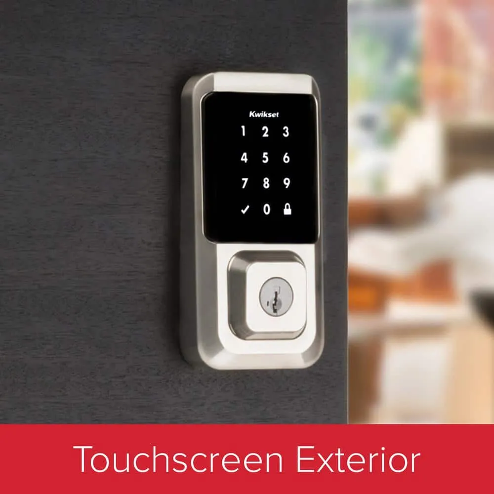 Kwikset Halo Satin Nickel Electronic Smart Lock Deadbolt Feat SmartKey Security Touchscreen and WiFi and San Clemente Handleset, photo 2 of 10