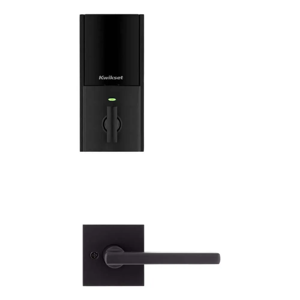 Kwikset Halo Touch Matte Black Fingerprint Wi‑Fi Electronic Smart Lock Deadbolt with SmartKey Security & San Clemente Handleset, photo 6 of 8