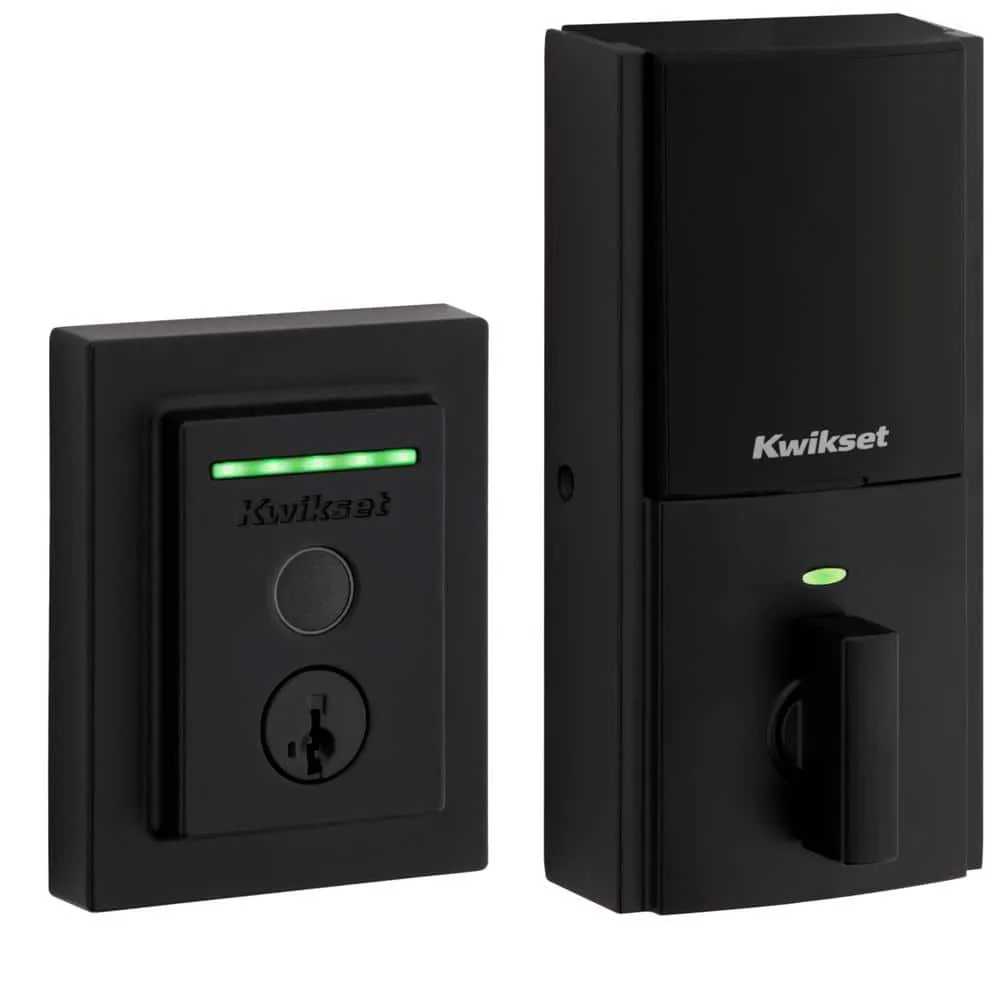 Kwikset Halo Touch Matte Black Fingerprint Wi‑Fi Electronic Smart Lock Deadbolt with SmartKey Security & San Clemente Handleset, photo 4 of 8