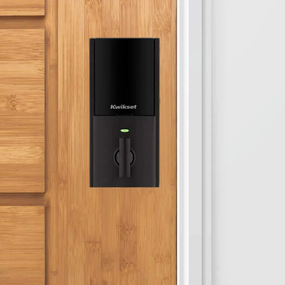 Kwikset Halo Touch Matte Black Fingerprint Wi‑Fi Electronic Smart Lock Deadbolt with SmartKey Security & San Clemente Handleset, photo 8 of 8