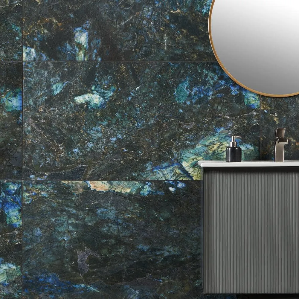 Ivy Hill Tile Jume Onyx Labrodorite Blue 24 in. x 48 in. Polished Porcelain Floor and Wall Tile (15.49 Sq. Ft./Case), photo 3 of 7