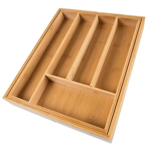 Bamboo Brown Expandable Utensil Drawer Organizer