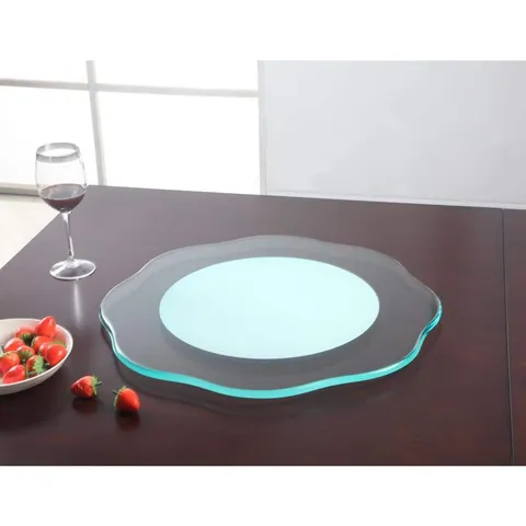 24 in. Flower Design Clear Glass - 3/8 in. Thick - Lazy Susan