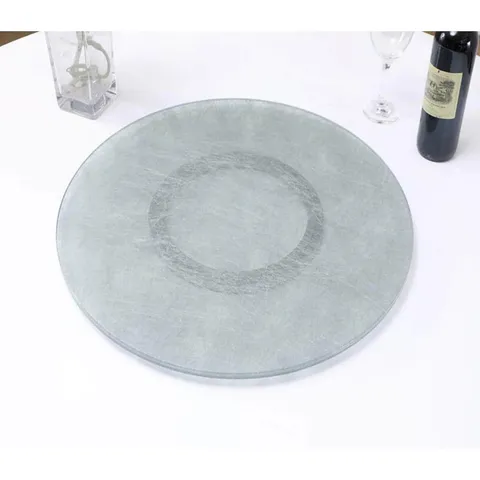 24 in. Round Silver Lami Cloth 3/8 in. T Lazy Susan