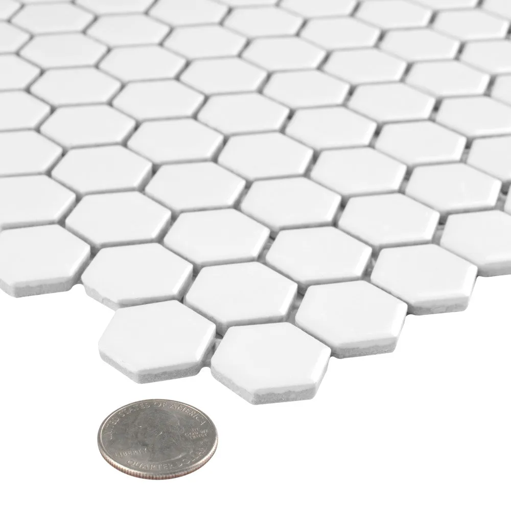 Merola Tile Metro Hex Matte White 10-1/4 in. x 11-7/8 in. x 5 mm Porcelain Mosaic Tile, photo 6 of 8