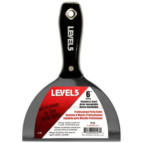 6 in. Black Stainless Steel Joint Knife with Plastic Handle Hammerend