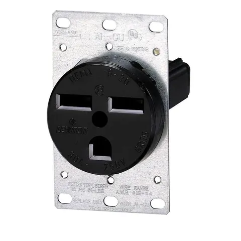 30A Flush-Mount Single Outlet, Black