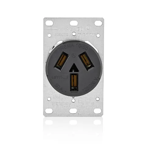 50A 125/250V Shallow Flush Single Outlet (Black)
