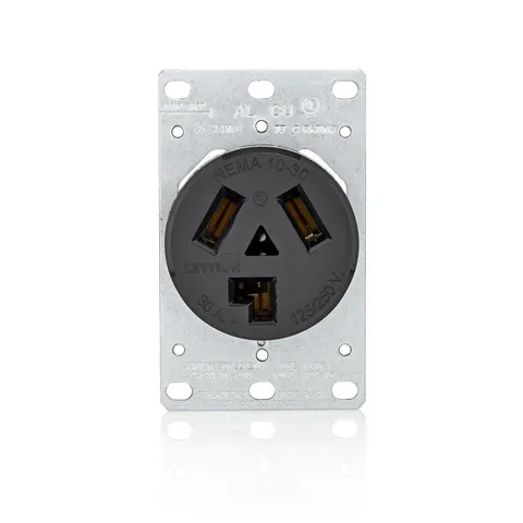 30A 125/250V Shallow Single Flush Outlet (Black)