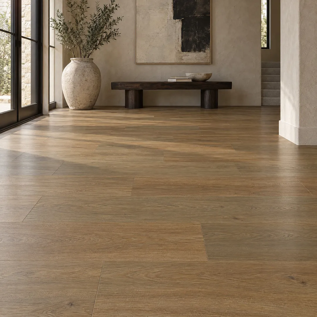 Lifeproof Amber Lane Oak 22 MIL x 8.7 in. W x 48 in. L Waterproof Click Lock Luxury Vinyl Plank Flooring (561.7 sq. ft./pallet), in a room, photo 2 of 2