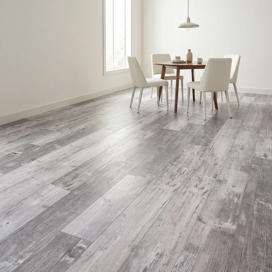 Lifeproof Bailey Grey 22 MIL x 7 in. W x 48 in. L Click Lock Waterproof Luxury Vinyl Plank Flooring (19 sq. ft./case), in a room, photo 2 of 2