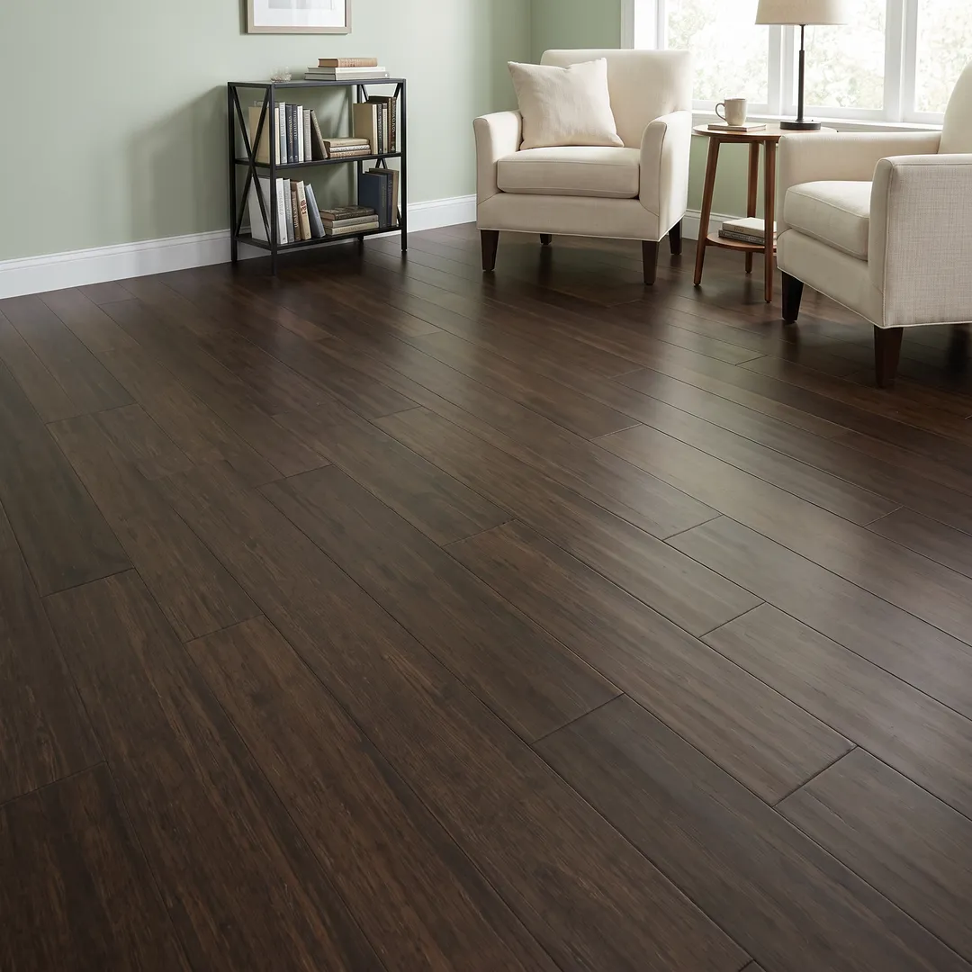Lifeproof Barrington 7 mm T x 5.2 in W x 36.22 in L Waterproof Engineered Click Bamboo Flooring (13.07 sf/case), in a room, photo 2 of 8