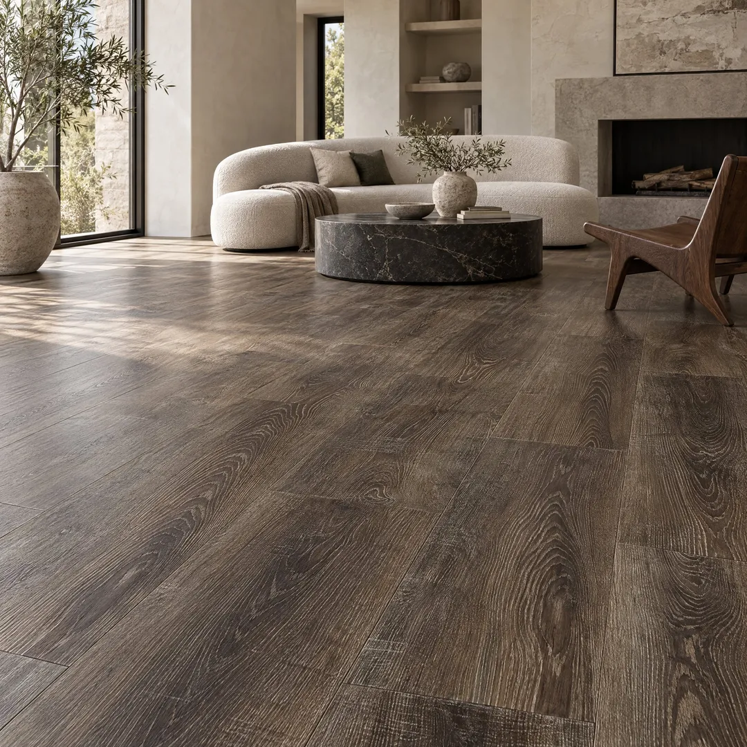 Lifeproof Greystone Oak Water Resistant 12 mm Laminate Flooring (16.80 sq. ft. / case), in a room, photo 2 of 3