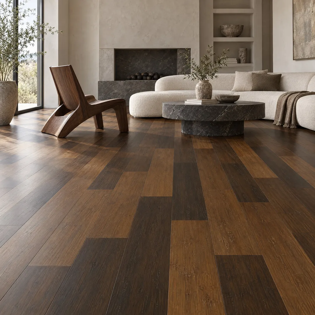 Lifeproof Barrington 7 mm T x 5.2 in W x 36.22 in L Waterproof Engineered Click Bamboo Flooring (13.07 sf/case), in a room, photo 6 of 8