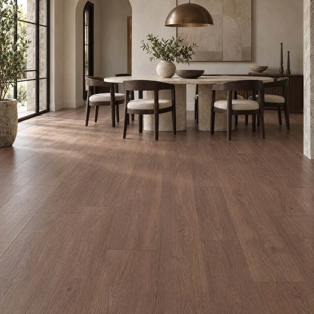 Lifeproof Cherry Lane Oak 14 mm T x 7.6 in. W Waterproof Laminate Wood Flooring (13.3 sqft/case), in a room, photo 2 of 2