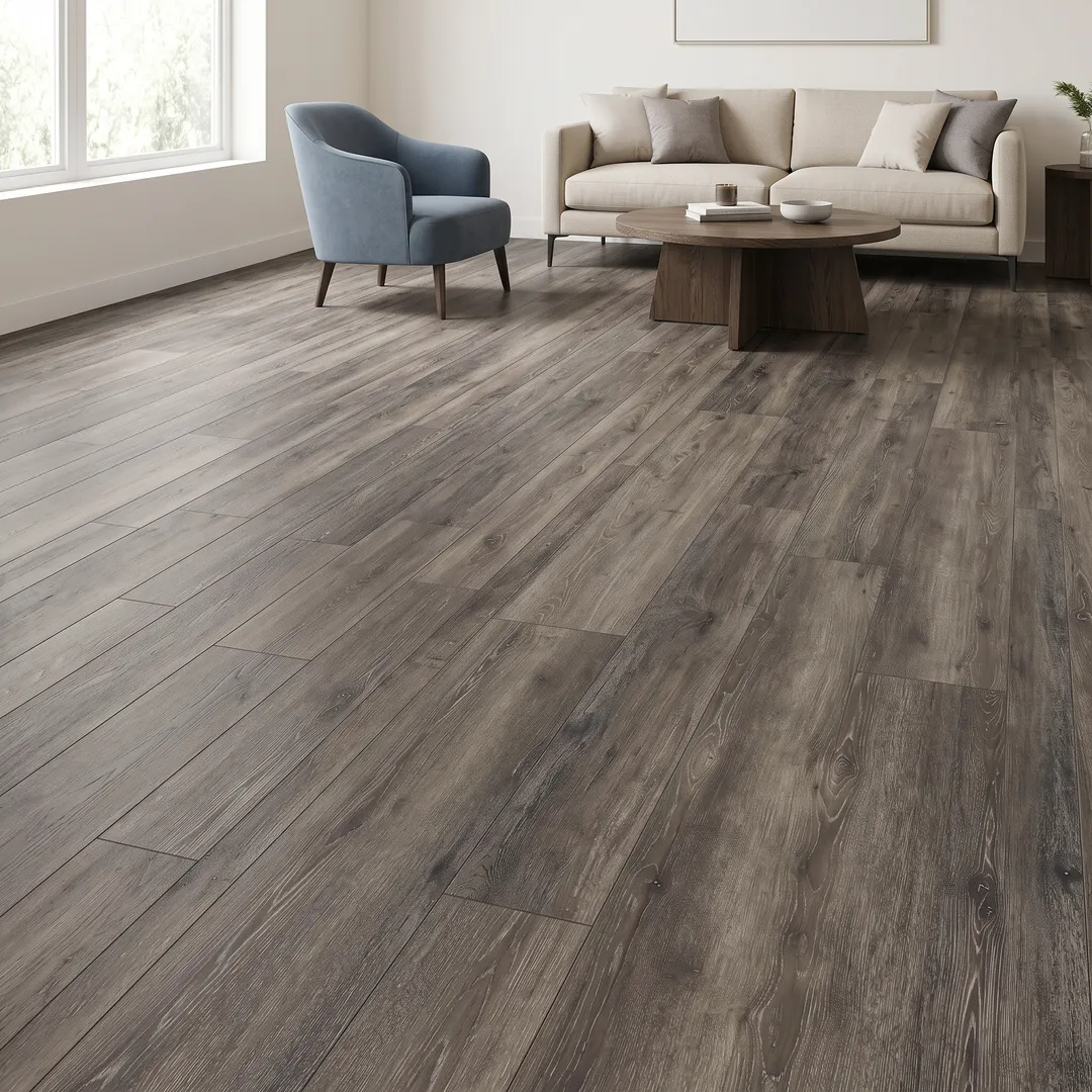 Lifeproof vinyl flooring, Dark Grey Oak, in a room, photo 2 of 11
