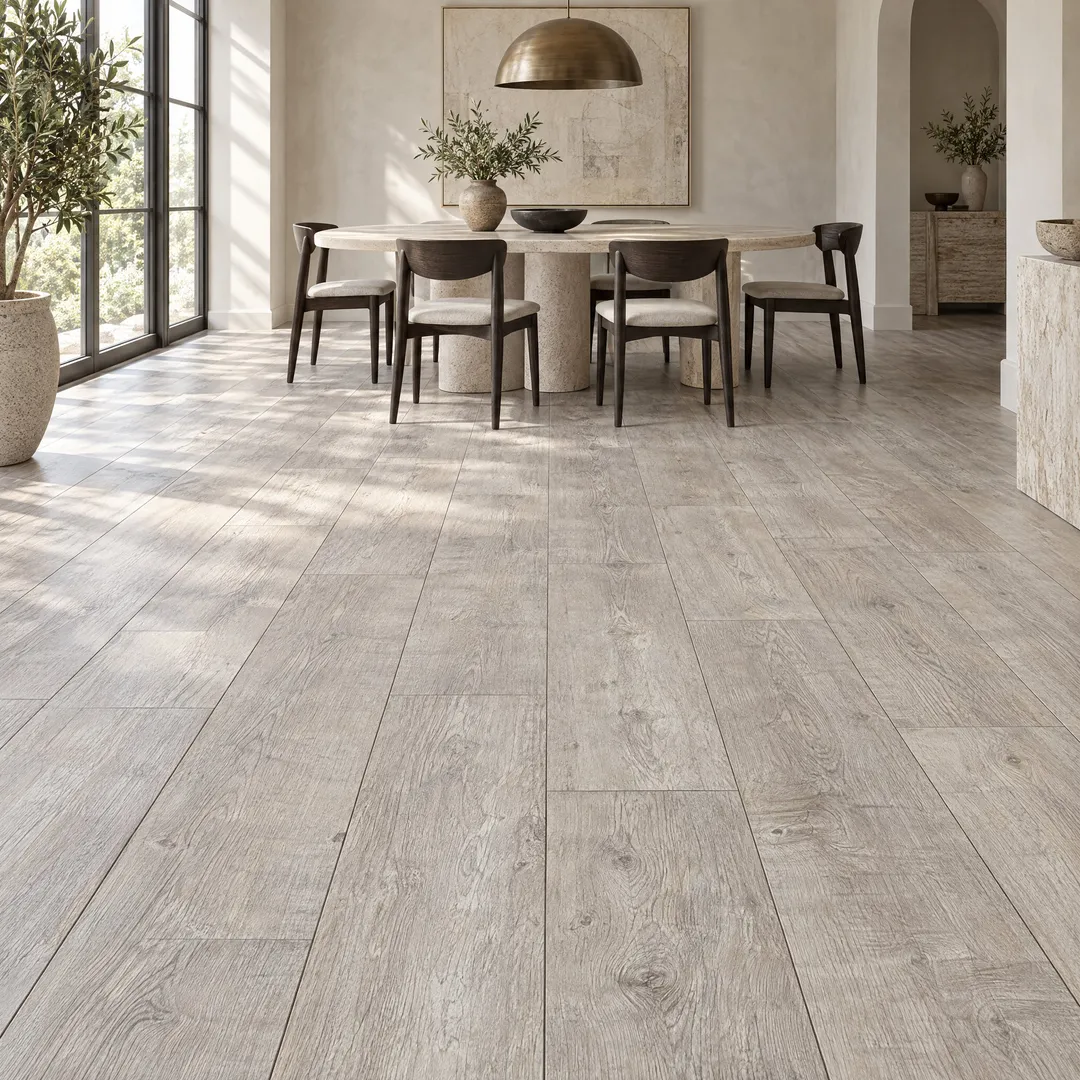 Lifeproof Folkstone Oak 12 mm Thick x 8.03 in. Wide x 47.64 in. Length Laminate Flooring (15.94 sq. ft. / case), in a room, photo 2 of 2