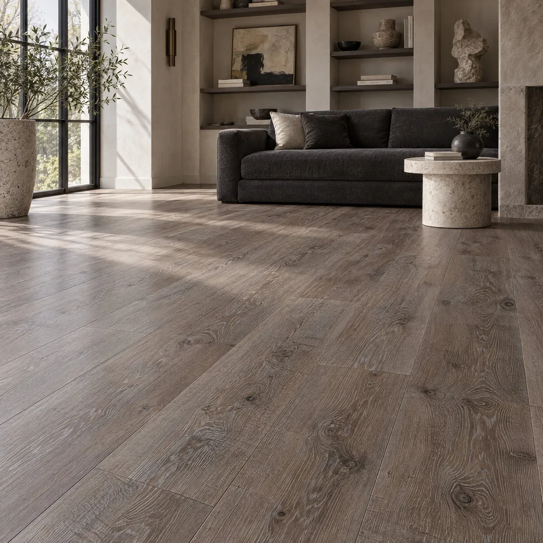 Lifeproof Kingship Oak Water Resistant 12 mm Laminate Flooring (19.83 sq. ft. / case), in a room, photo 2 of 2