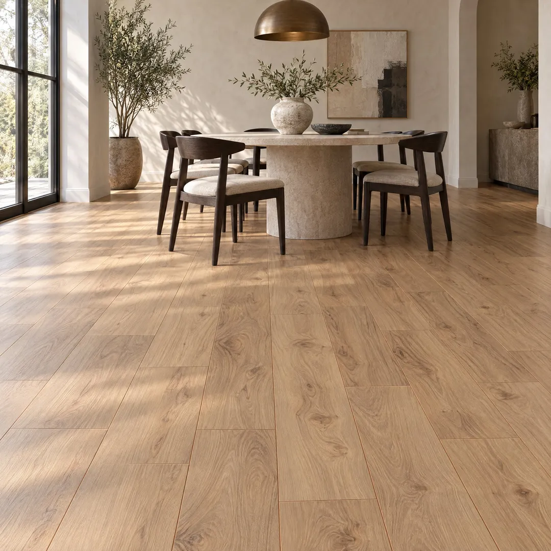 Lifeproof Russet Meadow Hickory 12 mm Thick x 6.1 in. Wide x 47.64 in. Length Laminate Flooring (14.13 sq. ft. / case), in a room, photo 2 of 2