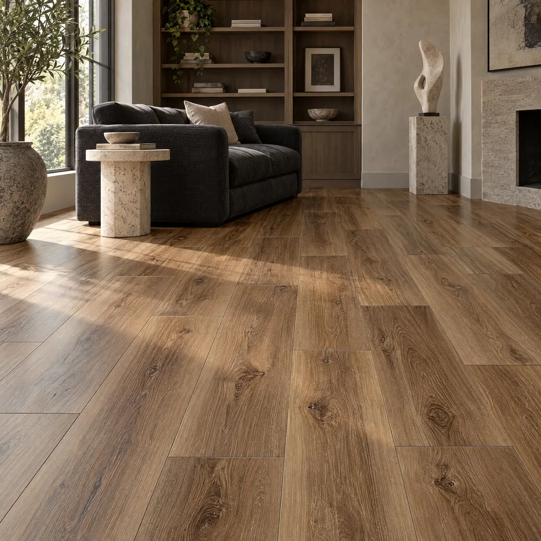 Lifeproof Saddleback Natural Hickory 22 MIL x 7.1 in W x 48 in L Click Lock Waterproof Luxury Vinyl Plank Flooring (571.6 sqft/pl), in a room, photo 2 of 2