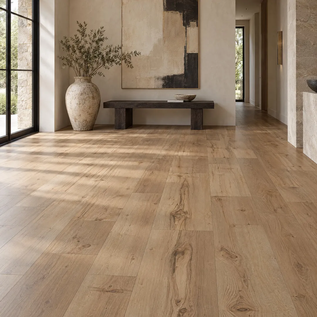 Lifeproof Shire Mount Maple 22 MIL x 8.7 in. W x 48 in. L Click Lock Waterproof Luxury Vinyl Plank Flooring (20.1 sq. ft./case), in a room, photo 2 of 2