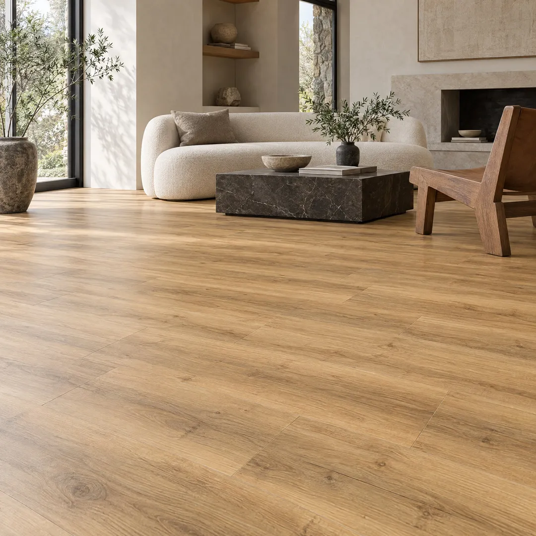 Lifeproof Sparta Mound Maple 22 MIL x 7.1 in. W x 48 in. L Click Lock Waterproof Luxury Vinyl Plank Flooring (19.1 sq. ft./case), in a room, photo 2 of 2