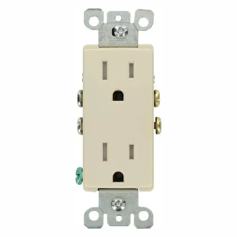 Decora Tamper-Resistant Duplex Outlet, 15A, Light Almond (10-Pack)
