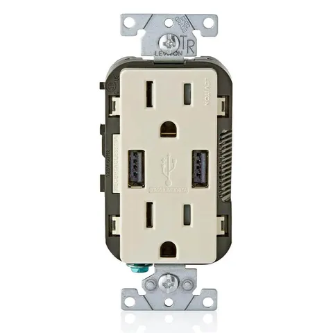 USB Charger/Outlet, 3.6A, Light Almond