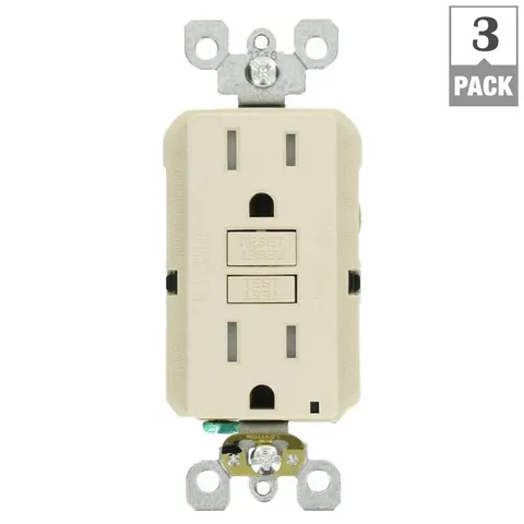 SmartlockPro Tamper-Resistant GFCI Duplex Outlet, Light Almond (3-Pack)