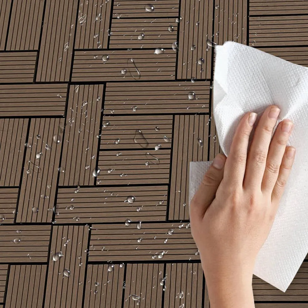 Tidoin Outdoor 1 ft. x 1 ft. Composite Deck Tile in Light Coffee(20 Per Box), photo 4 of 5