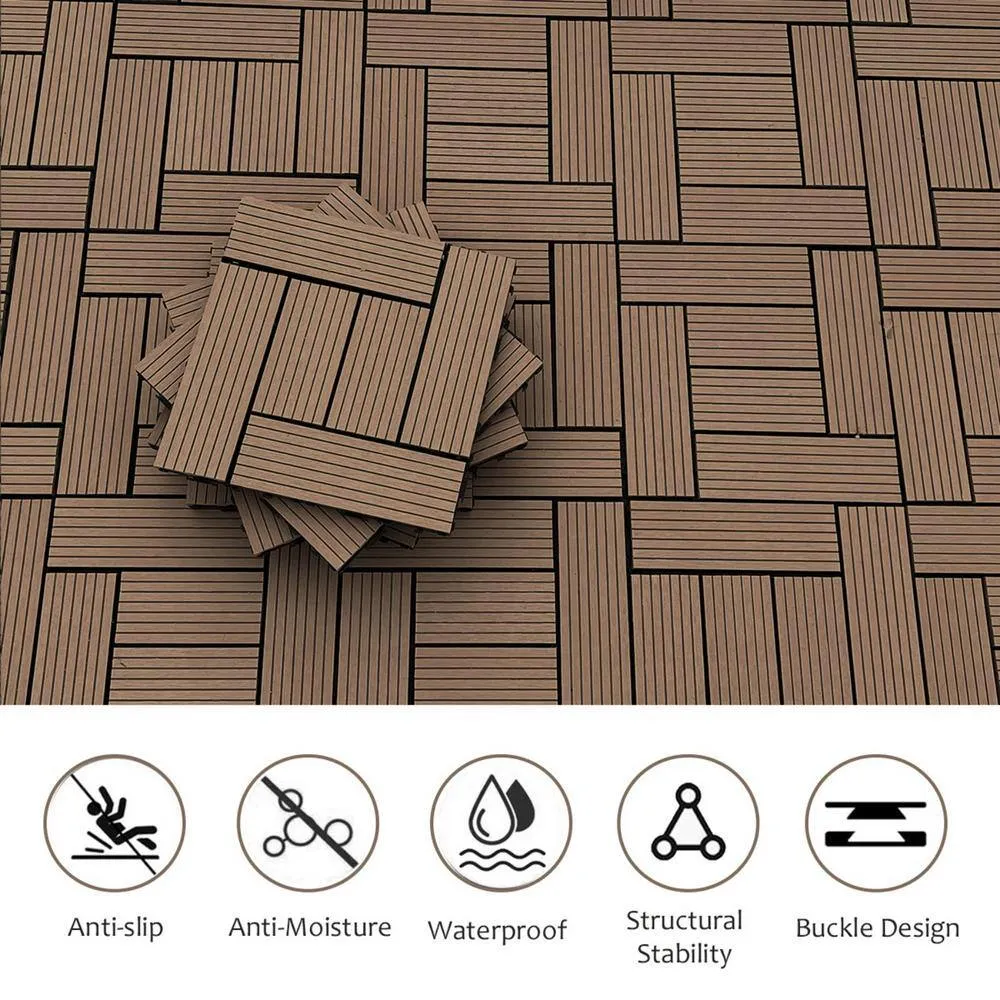 Tidoin Outdoor 1 ft. x 1 ft. Composite Deck Tile in Light Coffee(20 Per Box), photo 3 of 5
