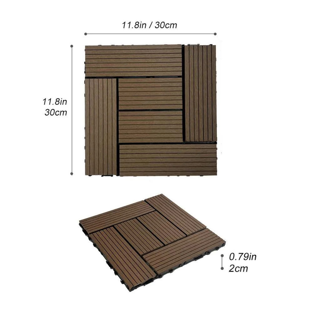 Tidoin Outdoor 1 ft. x 1 ft. Composite Deck Tile in Light Coffee(20 Per Box), photo 2 of 5