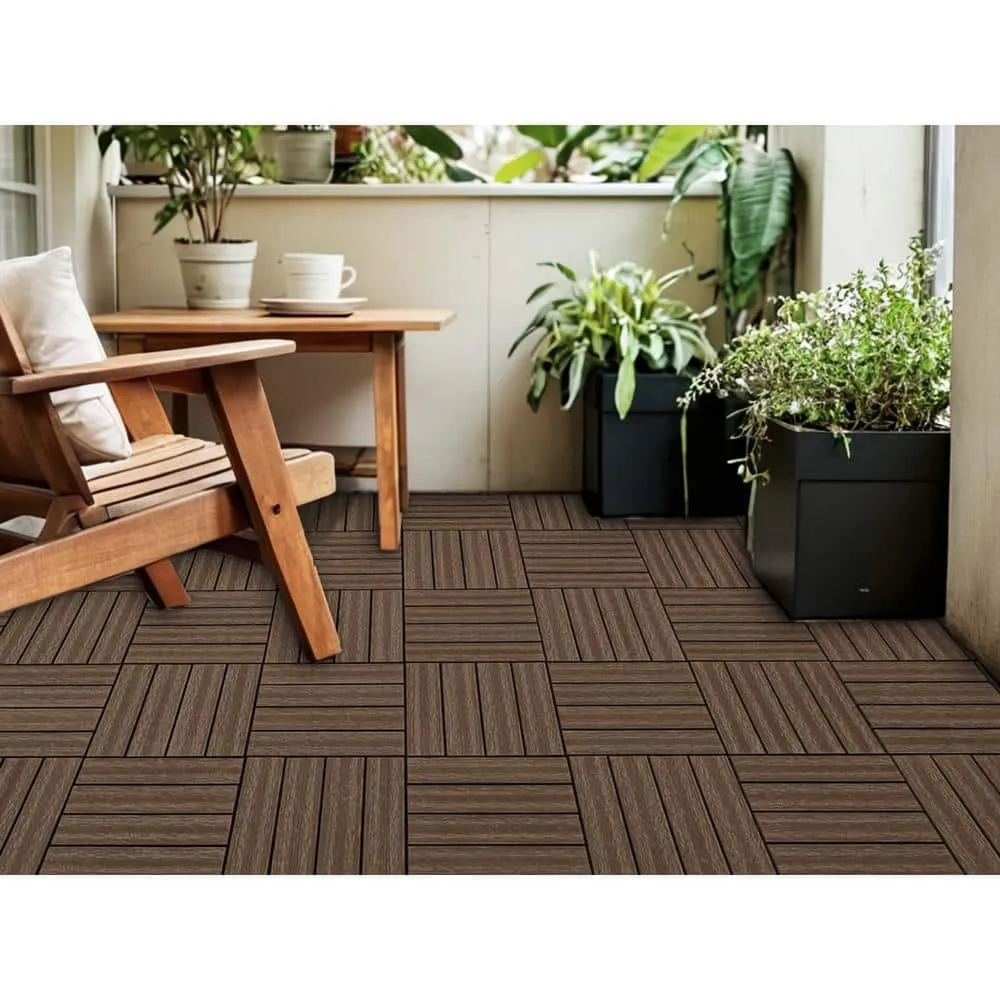 Tidoin Outdoor 1 ft. x 1 ft. Composite Deck Tile in Light Coffee(20 Per Box), photo 4 of 5