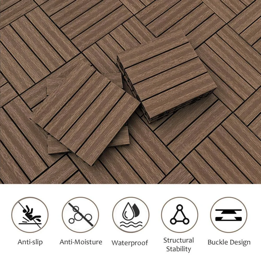 Tidoin Outdoor 1 ft. x 1 ft. Composite Deck Tile in Light Coffee(20 Per Box), photo 3 of 5