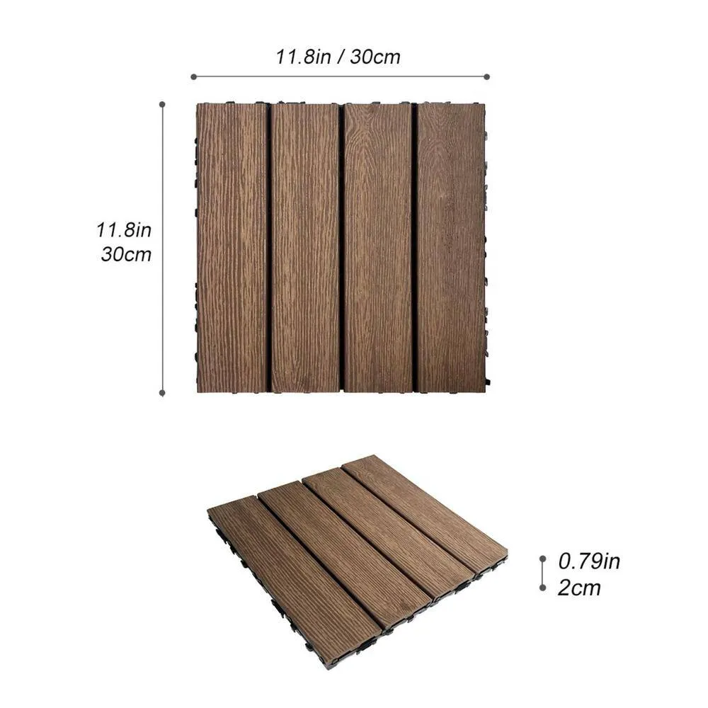 Tidoin Outdoor 1 ft. x 1 ft. Composite Deck Tile in Light Coffee(20 Per Box), photo 2 of 5