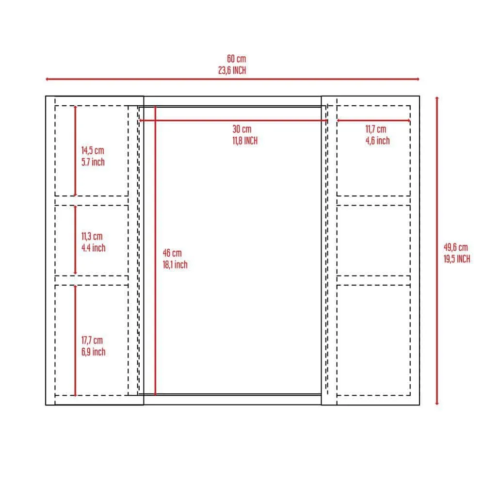 cadeninc 23.6 in. W x 19.5 in. H Bathroom Surface Mount Medicine Cabinet with Double Door, Mirror,1-Shelf in Light Gray, photo 3 of 7