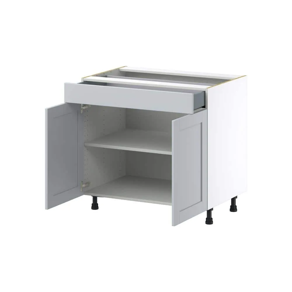 J COLLECTION Cumberland Light Gray Shaker Assembled Base Kitchen Cabinet with a Drawer (36 in. W x 34.5 in. H x 24 in. D), photo 7 of 12