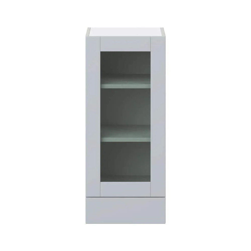 J COLLECTION Cumberland Light Gray Shaker Assembled Glass Door Wall Kitchen Cabinet with 2 Drawer (15 in. W x 35 in. H x 14 in. D), photo 8 of 12