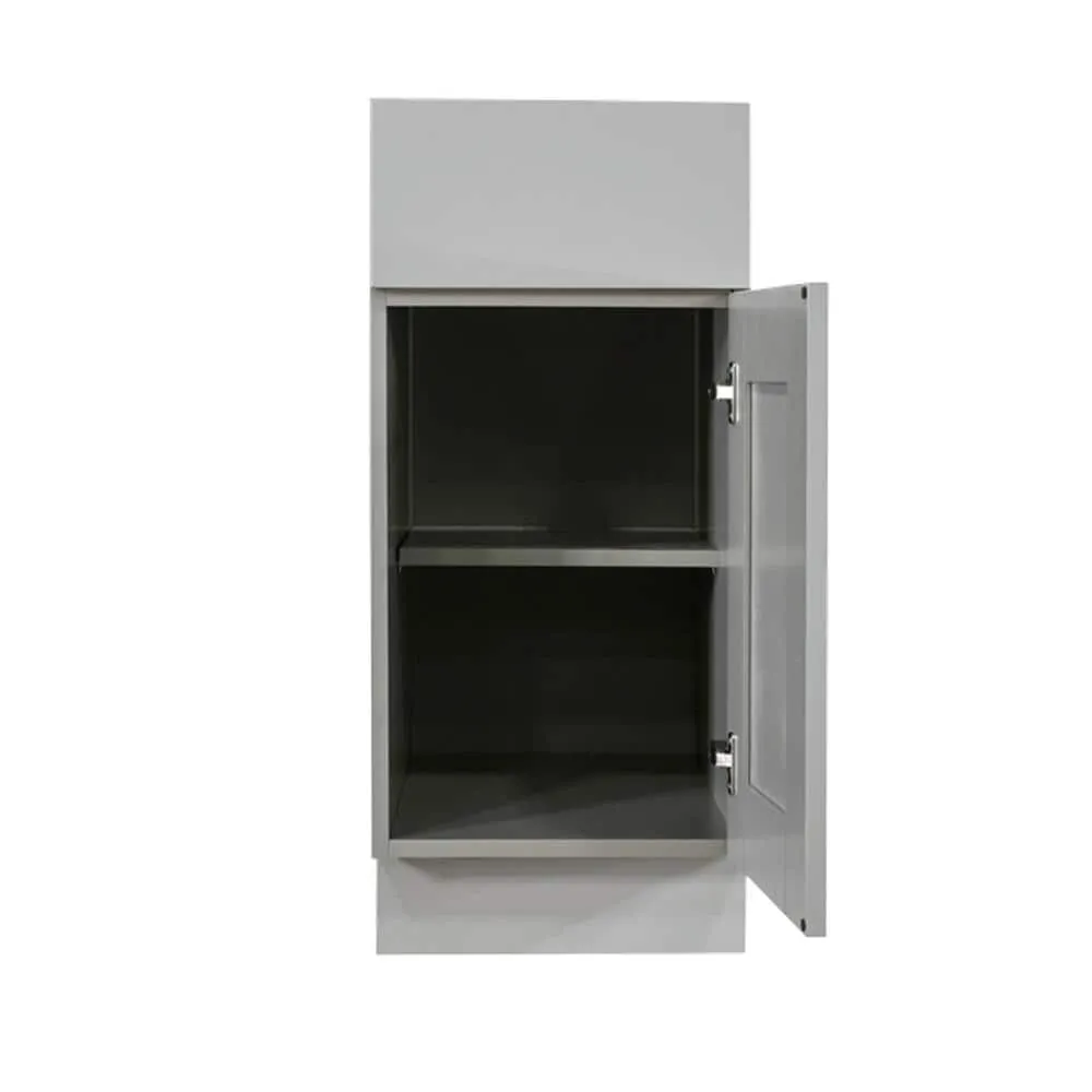 LIFEART CABINETRY Anchester Assembled 15x34.5x24 in. Base Cabinet with 1 Door and 1 Drawer in Light Gray, photo 2 of 6