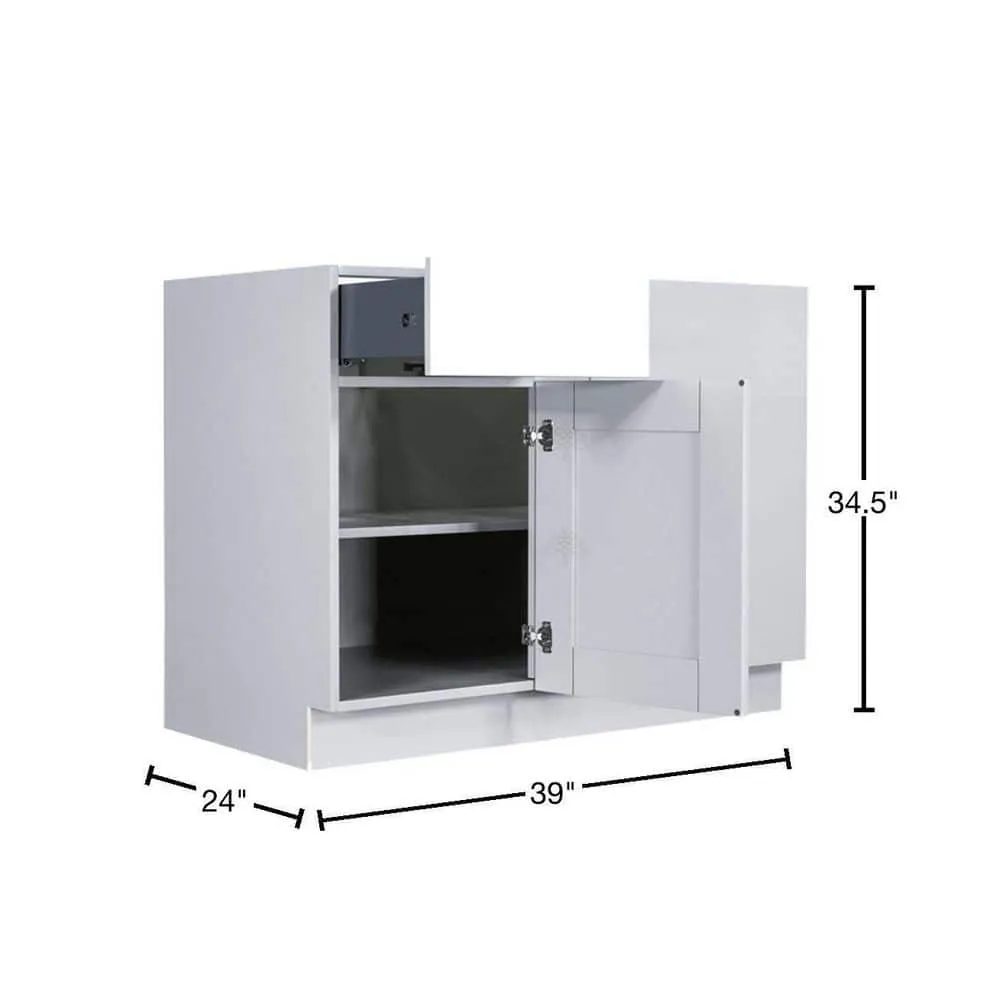 LIFEART CABINETRY Anchester Assembled 39x34.5x24 in. Base Blind Corner Cabinet in Light Gray, photo 2 of 7