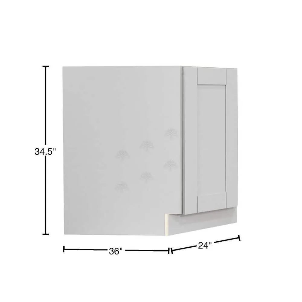 LIFEART CABINETRY Anchester Assembled 36x34.5x24 in. Base Diagonal Cabinet in Light Gray, photo 2 of 9