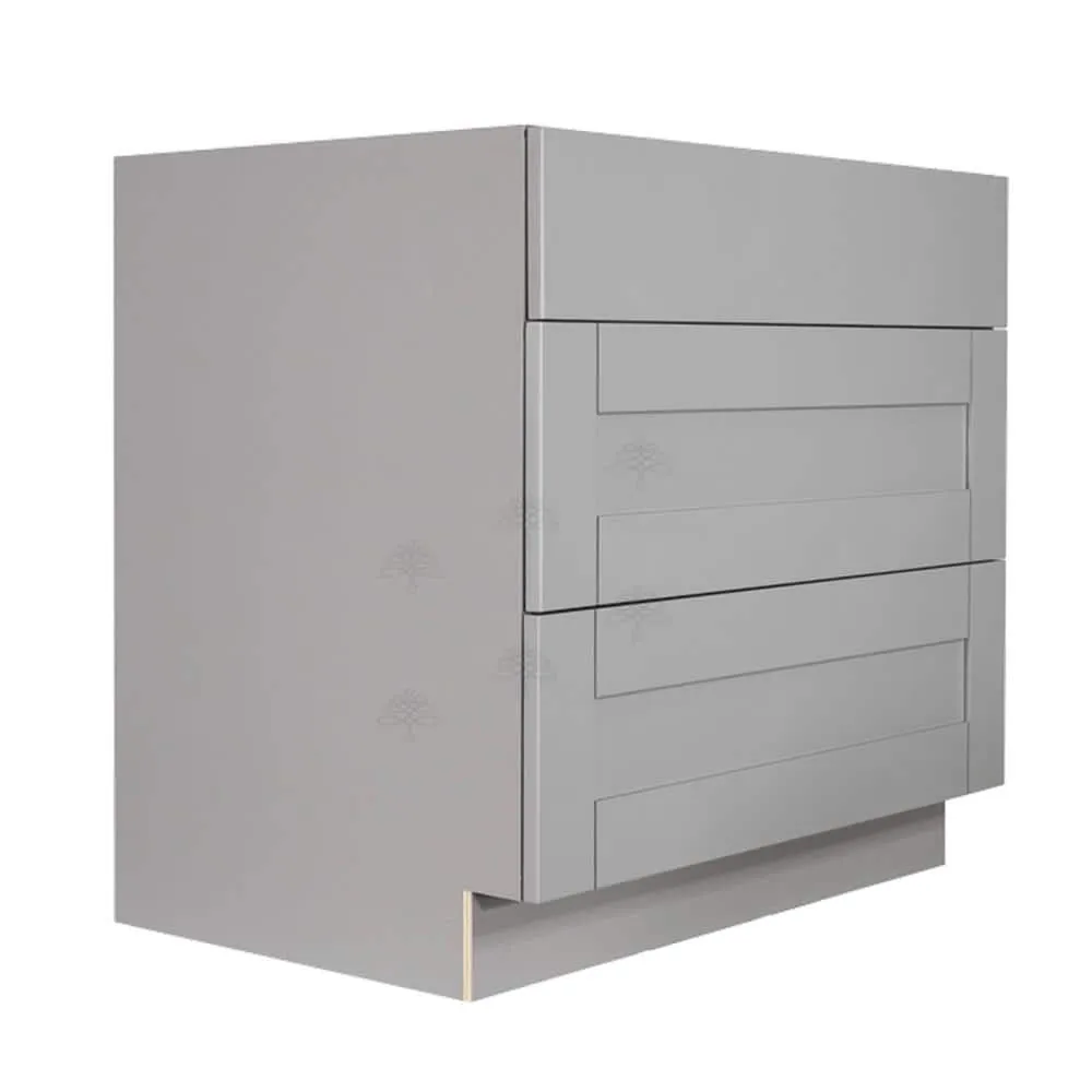 LIFEART CABINETRY Anchester Assembled 30x34.5x24 in. Base Cabinet with 3 Drawers in Light Gray, photo 2 of 6