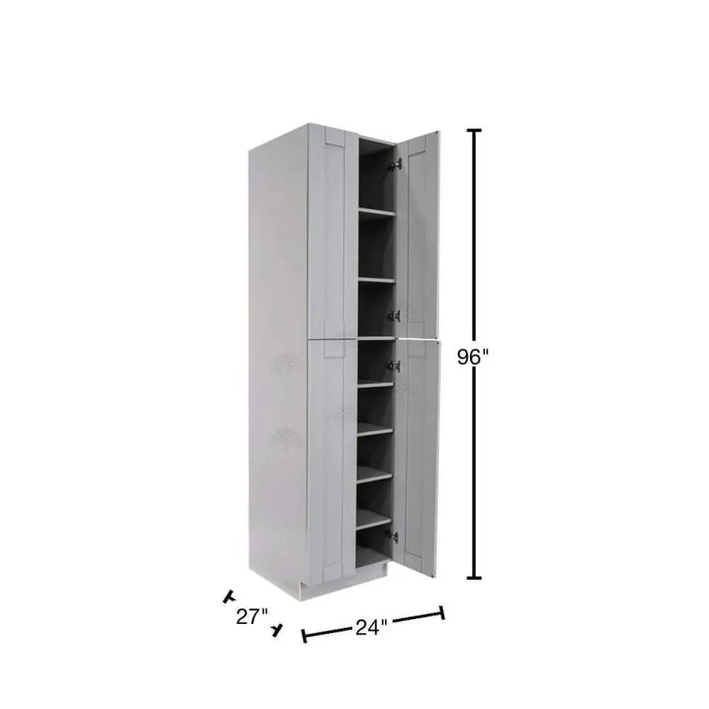 LIFEART CABINETRY Anchester Assembled 24 in. x 96 in. x 27 in. Tall Pantry with 4 Doors in Light Gray, photo 2 of 7