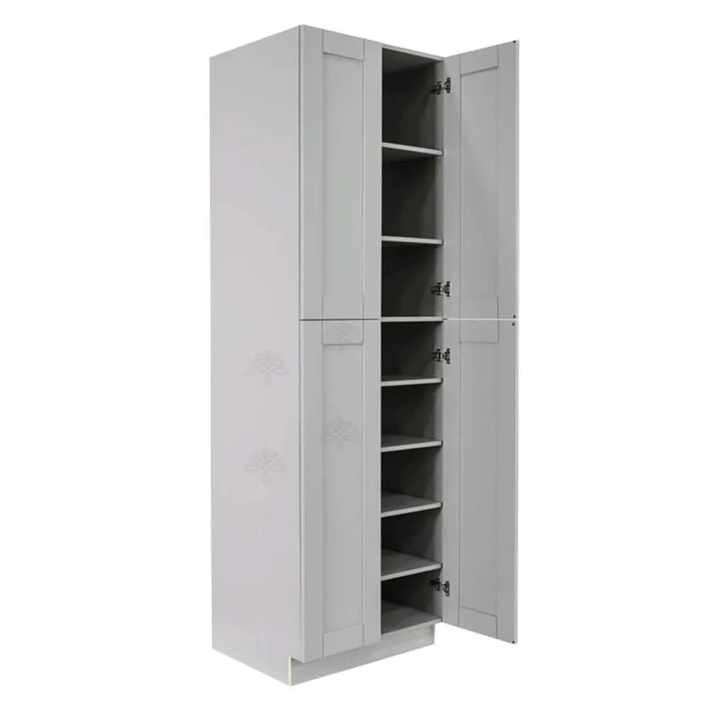 LIFEART CABINETRY Anchester Assembled 30 in. x 84 in. x 27 in. Tall Pantry with 4 Doors in Light Gray, photo 4 of 7