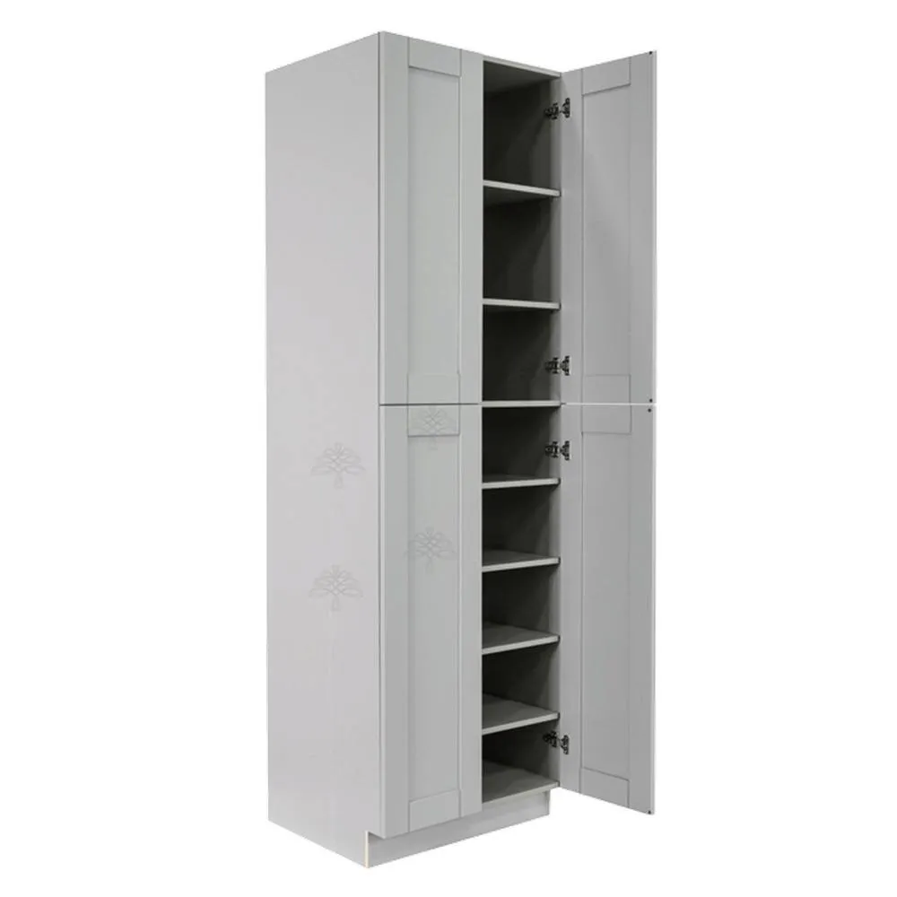 LIFEART CABINETRY Anchester Assembled 30 in. x 90 in. x 27 in. Tall Pantry with 4 Doors in Light Gray, photo 4 of 7