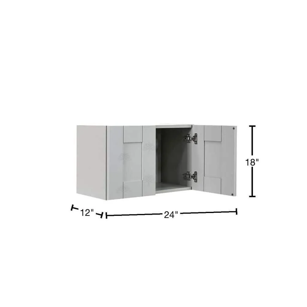 LIFEART CABINETRY Anchester Assembled 24x18x12 in. Wall Cabinet with 2 Doors No Shelf in Light Gray, photo 2 of 7