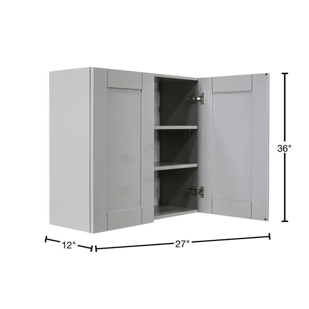 LIFEART CABINETRY Anchester Assembled 27x36x12 in. Wall Cabinet with 2 Doors 2 Shelves in Light Gray, photo 2 of 7