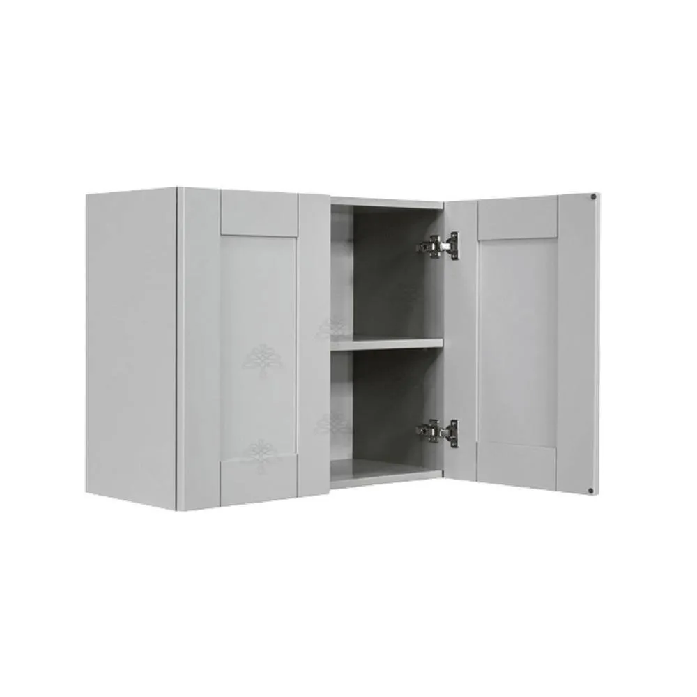 LIFEART CABINETRY Anchester Assembled 30x27x12 in. Wall Cabinet with 2 Doors 1 Shelf in Light Gray, photo 4 of 7